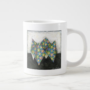 Origami Fortune Teller auf geometrischem Papier Jumbo-Tasse