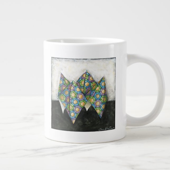 Origami Fortune Teller auf geometrischem Papier Jumbo-Tasse (Rechts)