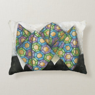 Origami Fortune Teller auf geometrischem Papier Zierkissen