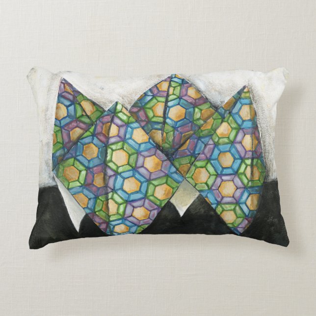 Origami Fortune Teller auf geometrischem Papier Zierkissen (Vorderseite)