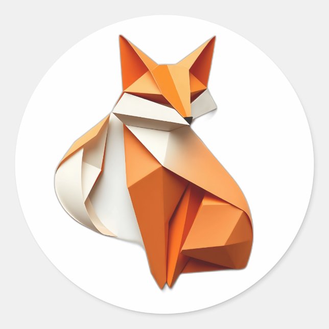 Origami Fox Geometric Art Runder Aufkleber (Vorderseite)