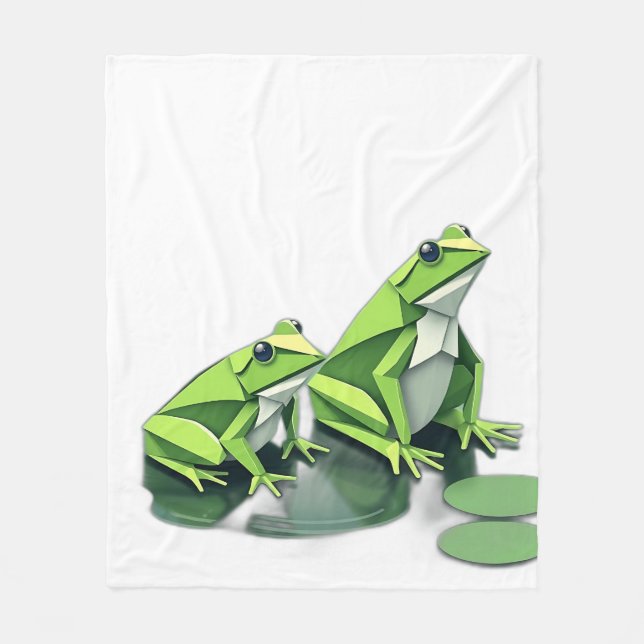 Origami Frogs im geometrischen Stil Fleecedecke (Vorderseite)