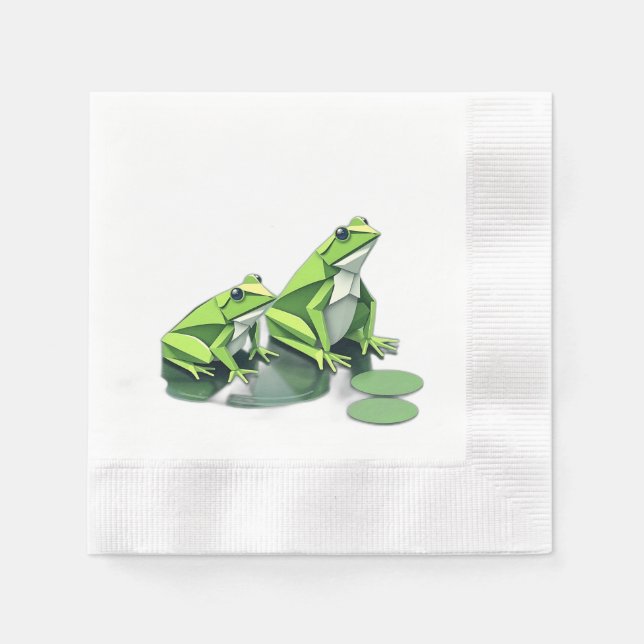 Origami Frogs im geometrischen Stil Serviette (Vorderseite)