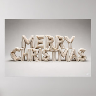 Origami Frohe Weihnachten Blockbuchstaben Poster