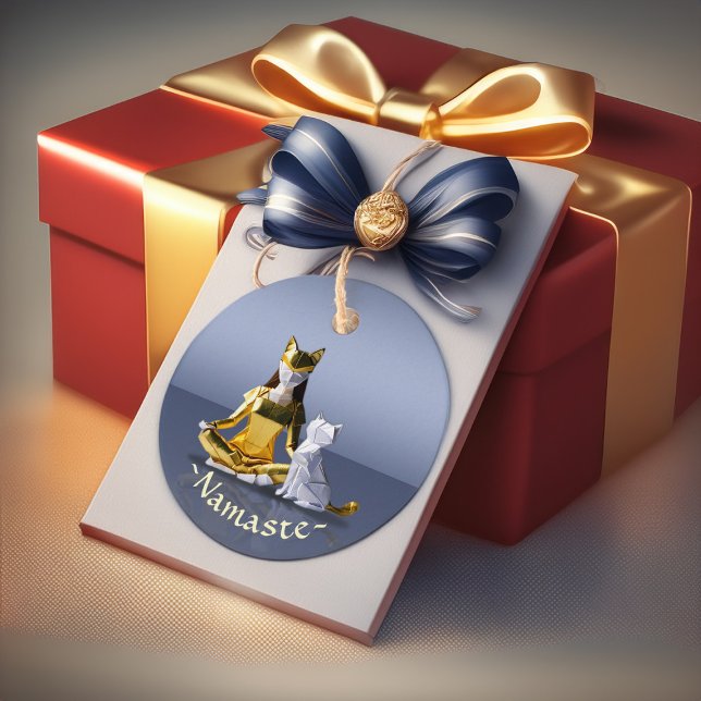 Origami Gold Foil Yoga Meditating Catwoman und Cat Geschenkanhänger (Von Creator hochgeladen)