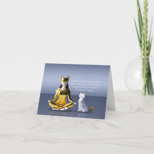 Origami Gold Foil Yoga Meditating Catwoman und Cat Karte