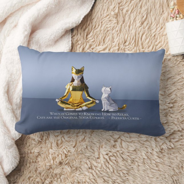 Origami Gold Foil Yoga Meditating Catwoman und Cat Lendenkissen (Decke)