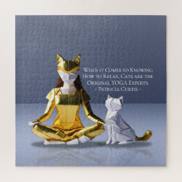 Origami Gold Foil Yoga Meditating Catwoman und Cat Puzzle