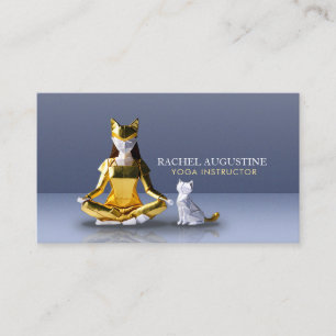 Origami Gold Foil Yoga Meditating Catwoman und Cat Visitenkarte