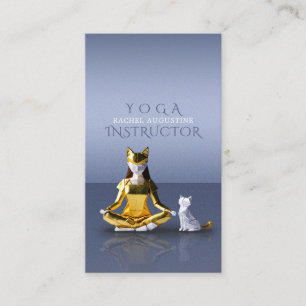 Origami Gold Foil Yoga Meditating Catwoman und Cat Visitenkarte