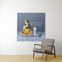 Origami Gold Foil Yoga Meditating Catwoman und Cat