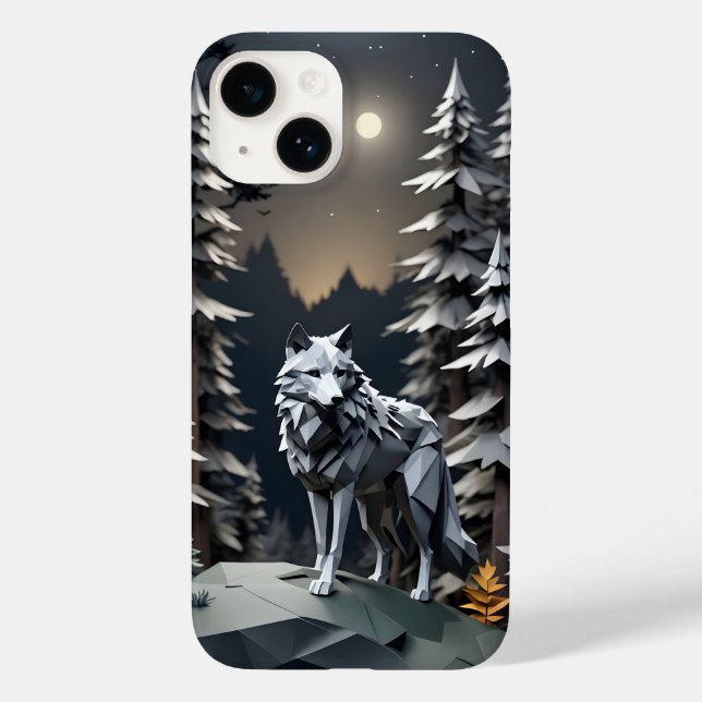 Origami Grauer Wolf Case-Mate iPhone Hülle (Rückseite)