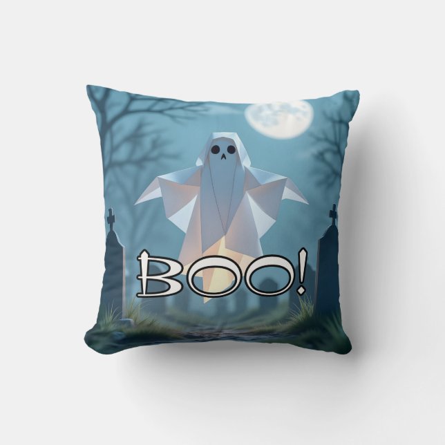 Origami Halloween Scary Ghost Silly Kissen (Vorderseite)