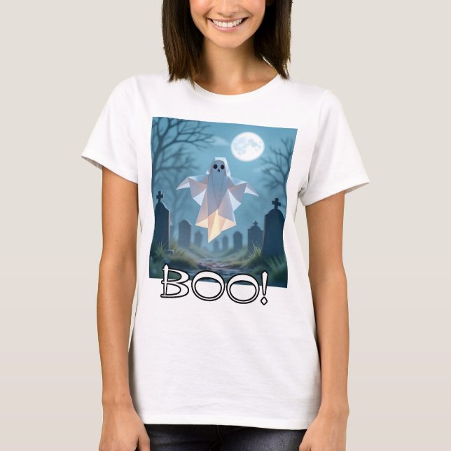 Origami Halloween Scary Ghost Silly T-Shirt (Vorderseite)