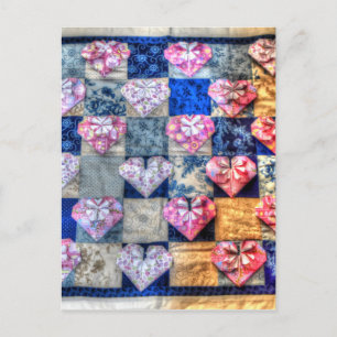 ORIGAMI HEARS & PATCHWORK QUILT POSTKARTE