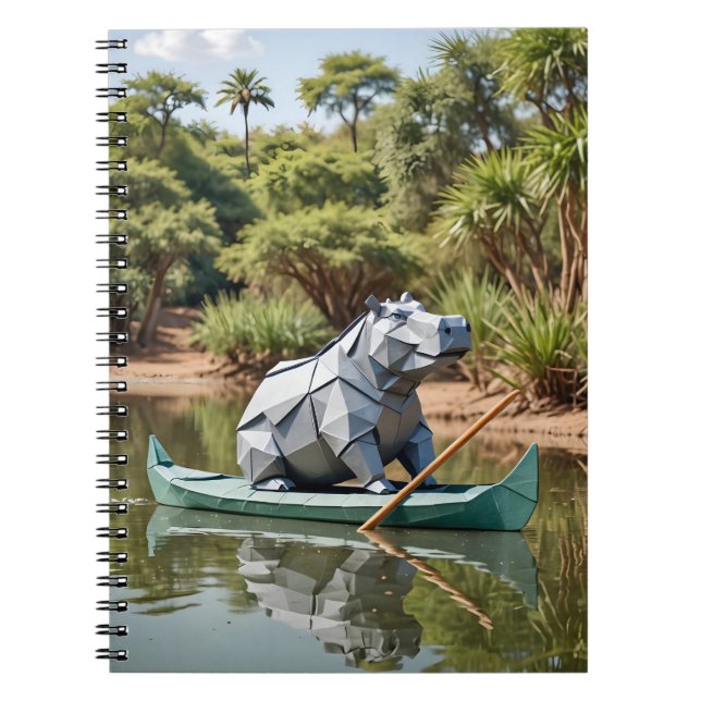 Origami Hippo On a Canoe Notizblock (Vorderseite)