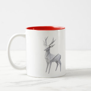 Origami-Hirsch-Porträt-Tasse Zweifarbige Tasse