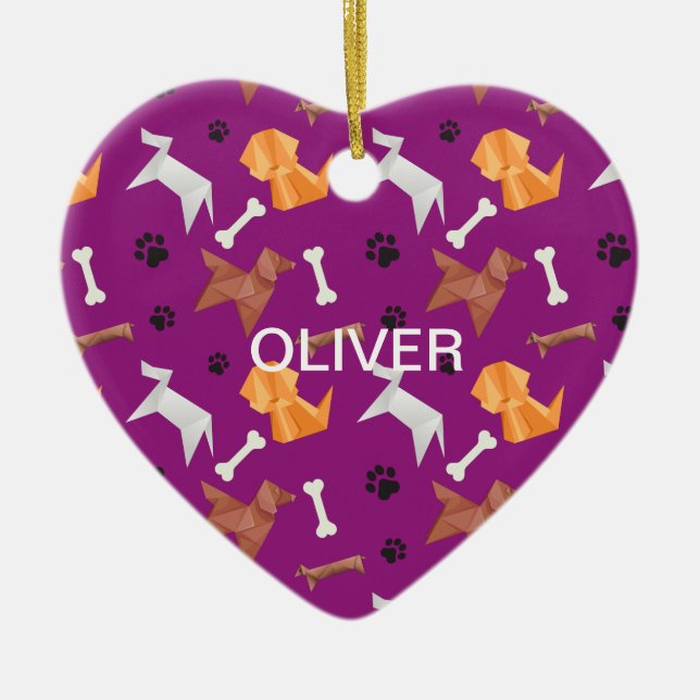 Origami-Hunde 1 Foto-Gedenkveranstaltung Keramik Ornament (Vorne)