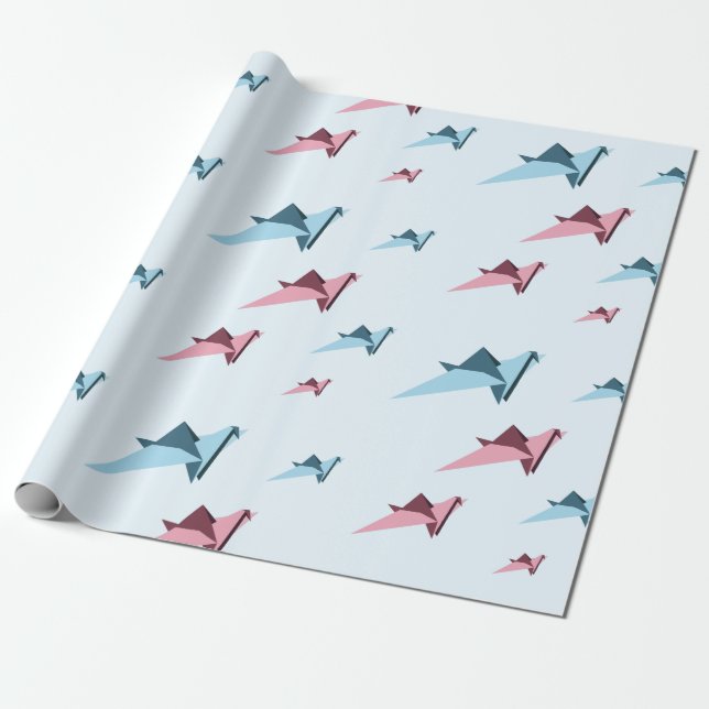 Origami japanischer Vorlagenpapierkran Geschenkpapier (Ungerollt)