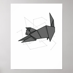 Origami Katze die sich streckt Poster