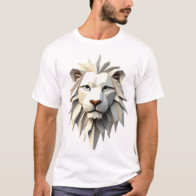 Origami Lion: Ein geometrisches Meisterwerk im Des T-Shirt (Vorderseite)