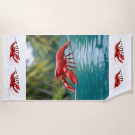 Origami lobster on a tightrope strandtuch