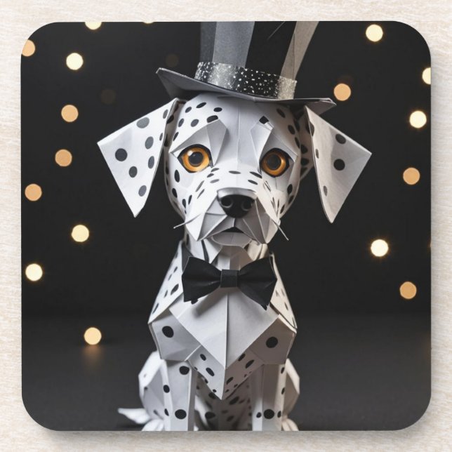 Origami mini extravagant dalmatisch getränkeuntersetzer (Vorderseite)