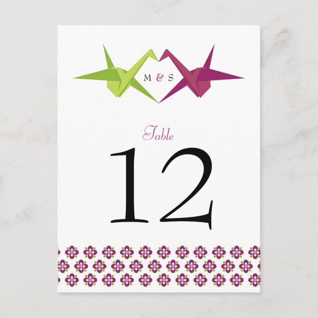 Origami Paper Crane Wedding Postkarte (Vorderseite)