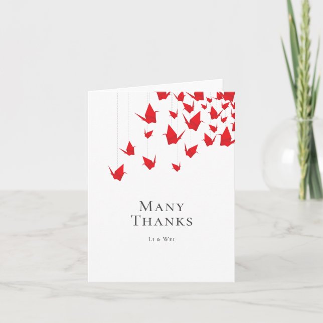 Origami Paper Cranes Dankeskarte (Vorderseite)