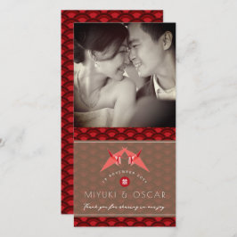 Origami Paper Cranes Scallops Asian Wedding Foto Dankeskarte