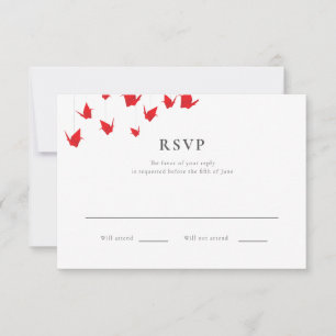 Origami Paper Cranes Wedding RSVP Karte