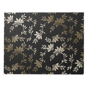 Origami Paper Leaf Floral Black Gold Notepad Notizblock