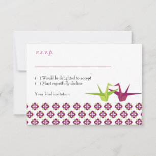 Origami Papierkranich Hochzeit RSVP Karte