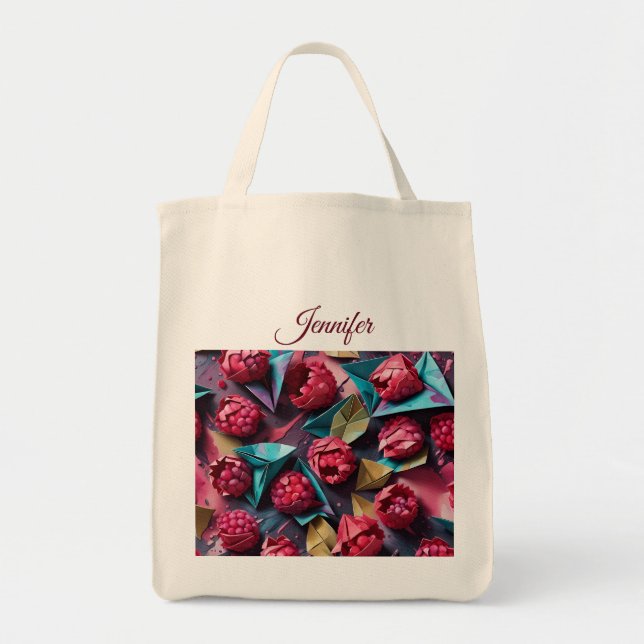 Origami Raspberry Acrylic Pink Personalisiert Tragetasche (Vorne)