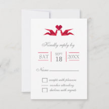 Origami Red Cranes Hochzeit RSVP Karten