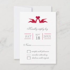 Origami Red Cranes Hochzeit RSVP Karten