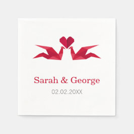 Origami-Rotkrane Hochzeiten personalisierte Servie Serviette