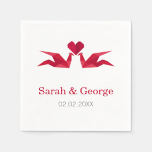 Origami-Rotkrane Hochzeiten personalisierte Servie Serviette
