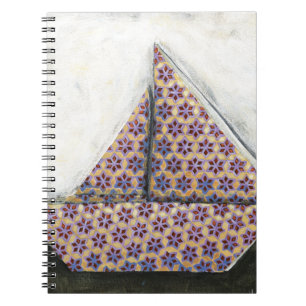 Origami Sailboat auf dem Star Design Paper Notizblock