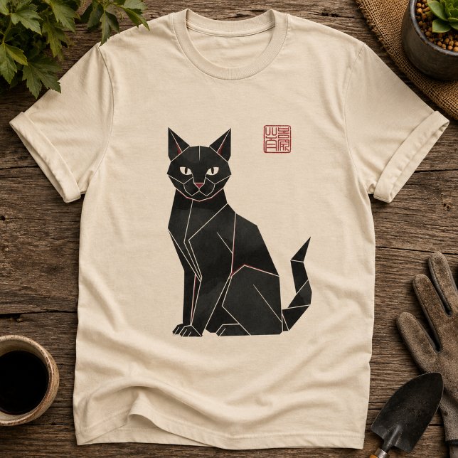 Origami Schwarze Katze  T-Shirt (Von Creator hochgeladen)