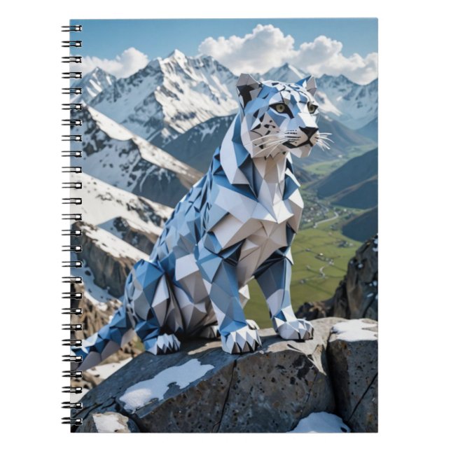 Origami Snow Leapord Zurück zur Schule Notizblock (Vorderseite)