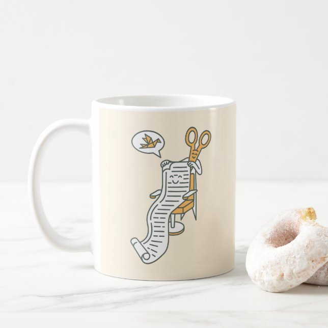 Origami-Stil, bitte Kaffeetasse (Mit Donut)