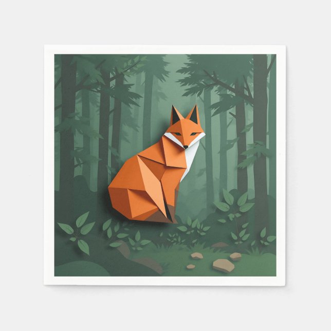 Origami Style Fox Serviette (Vorderseite)