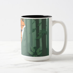 Origami Style Fox Zweifarbige Tasse