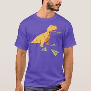 Origami T-Rex Dinosaur Flying Paper Airplane Premi T-Shirt