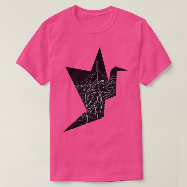 Origami-Vogelkrane Wolfsberge Schwarz-Weiß T-Shirt (Design vorne)