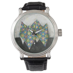 Origami Wahrsager auf geometrischem Papier Armbanduhr
