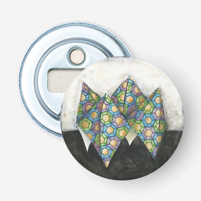 Origami Wahrsager auf geometrischem Papier Flaschenöffner (Vorderseite)