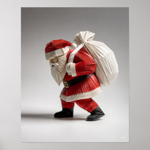 Origami-Weihnachtsmann mit Geschenken Poster