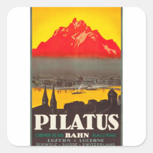 Origina Luzern, Schweiz Reiseplakat der 20er Jahre Quadratischer Aufkleber